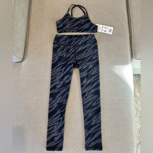NWT Girls Scorpio Sol Black Zebra Leggings Sports Bra Set Size M